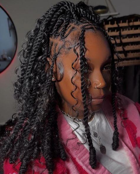 Invisible Locs With Curls, Locs With Curls, Invisible Locs, Curly Braided Hairstyles, Braided Hairstyles For Black Women Cornrows, Protective Hairstyles Braids, Braids With Extensions, Pretty Braided Hairstyles, Braids With Weave