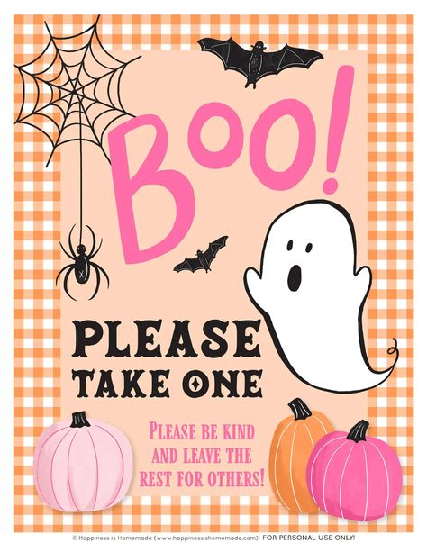 Place this Free Printable "Please Take One" Halloween Sign with a bowl of candy at your front door while you're out trick or treating! Or, use this printable sign if you prefer a socially distanced trick-or-treat experience this year. Halloween Candy Signs Take One, Bowl Of Candy, Printable Signs Free, Halloween Candy Bar, Dia De Los Muertos Decorations Ideas, Candy Quotes, Candy Signs, Happy Halloween Signs, Halloween Printables Free