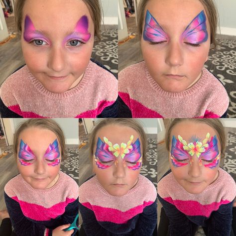 Simple Flower Crown, Easy Face Painting Designs, Glitter Face Paint, Skull Face Paint, Butterfly Face Paint, Face Painting Tutorials, Painted Post, Butterfly Face, Face Painting Easy