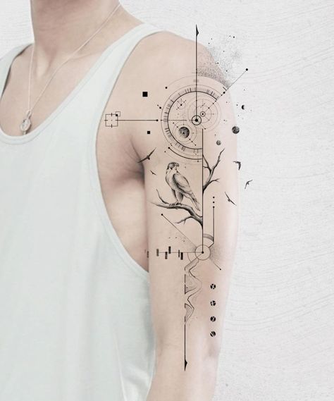 Blueprint Tattoo Technical Drawings, Arm Tattoos Drawing, Tattoos Drawing, Mens Shoulder Tattoo, Mini Tattoo, Geometry Tattoo, Geometric Tattoo Design, Arm Tattoos, Tattoo Sleeve Designs