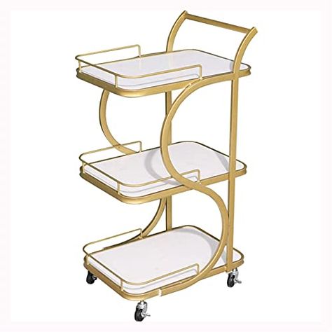 FTOQWZXV Metal Bar Wine Tea Serving Cart with Glass for Hotels Restaurant Home Use Home Bar Serving Carts Storage Trolley Portable Bar Cart, Wine Bar Cart, Bar Serving Cart, Prep Table, Tea Trolley, Portable Bar, Storage Trolley, Serving Cart, Countertop Materials