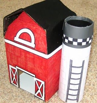 Cardboard Red Barn with Silo Kids Barn, Diy Valentines Box, Barn Crafts, Kids Valentine Boxes, Cardboard Creations, Sharpie Colors, Cardboard Box Crafts, Valentine Day Boxes, Valentine Activities