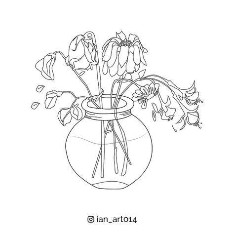 Flower Quotes Short, Flower Vase Tattoo, Vase Tattoo, Art Vector Illustration, Flower Line Art, Line Art Vector, Flower Sketches, Family Illustration, Flower Quotes