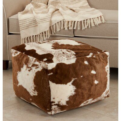 Union Rustic Susannah 20'' Square Animal Print Pouf Ottoman | Wayfair Cowhide Fabric, Western Bedroom, Bean Bag Sofa, New Nordic, Inspire Me Home Decor, Moroccan Pouf, Contemporary Homes, Ottoman Footstool, Western Home Decor