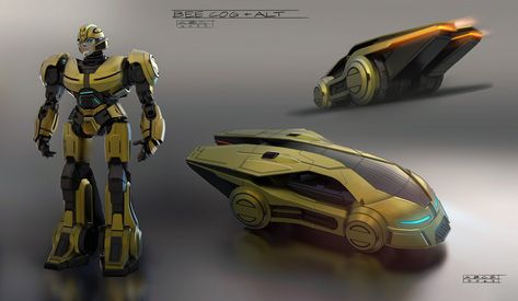 Bee Concept Art, Vfx Concept, Transformers Illustration, Futuristic Helmet, Sci-fi Movies, Orion Pax, Cyborgs Art, Transformers Design, Transformers Bumblebee