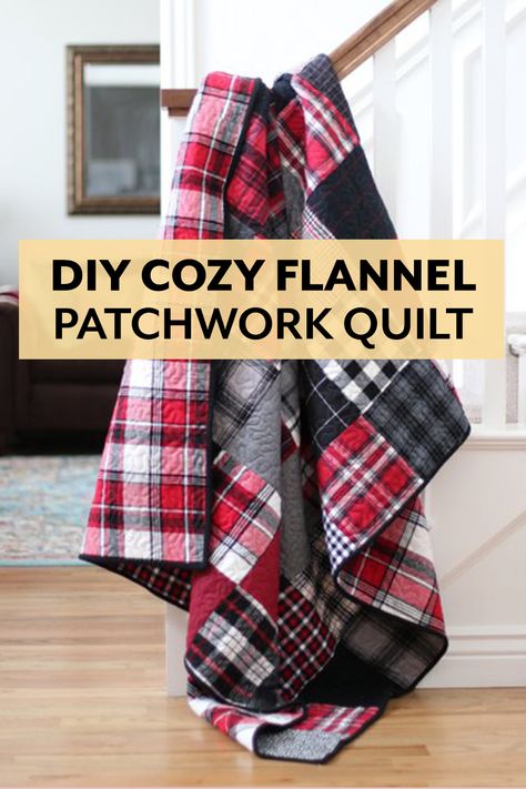 Mammoth Flannel Quilt, Flannel Blanket Pattern, Flannel Christmas Quilt Patterns, Quilts Made With Plaid Fabric, Sewing With Flannel Projects, Flannel Quilt Patterns Simple, Flannel Projects Sewing, Flannel Quilt Ideas, Flannel Quilts Easy