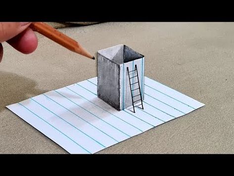 easy 3d drawing on paper for beginner - YouTube 3d Box Drawing, Illusions Drawings, Beginner Youtube, Box Drawing, Illusion Drawings, Drawing On Paper, 3d Drawings, Drawing For Beginners, Drawing Easy