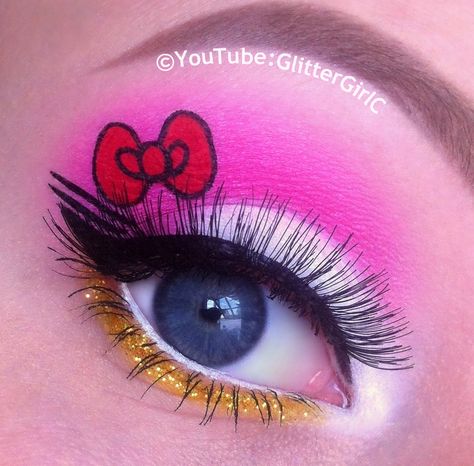 Hello Kitty Inspired Makeup  •  Free tutorial with pictures on how to create eye makeup in 1 step Hello Kitty Funny, Taekwondo Wallpaper, Dramatic Wedding Makeup, Kitty Makeup, Images Hello Kitty, Punk Makeup, Hello Kitty Makeup, Makeup Free, Dramatic Eye Makeup