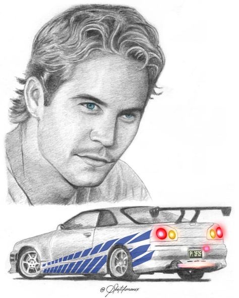 Paul Walker on Instagram: “We’re loving this #PaulWalkerArt by @sketchmanix featuring the Nissan Skyline from #2Fast2Furious! ✏️ #FanArtFriday #TeamPW” Paul Walker Car, Paul Walker Tribute, 2fast And 2furious, Paul Walker Pictures, Devil Tattoo, Angel Devil, Walker Art, Family Christmas Pictures, Cool Car Drawings