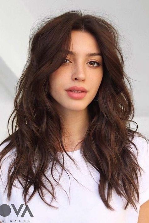 Long Loose Curls, Brown Hair Shades, Luxy Hair, Gorgeous Hair Color, Hair Color Light Brown, Long Layered Haircuts, Hair With Bangs, Long Brown Hair, Haircuts For Long Hair