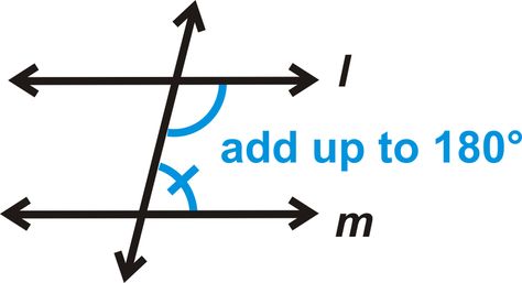 Same Side Interior Angles ( Read ) | Geometry | CK-12 Foundation Adjacent Angles, Supplementary Angles, Parallel Lines, Math Help, Teaching Math, Geometry, Siding, Foundation, Math Equations