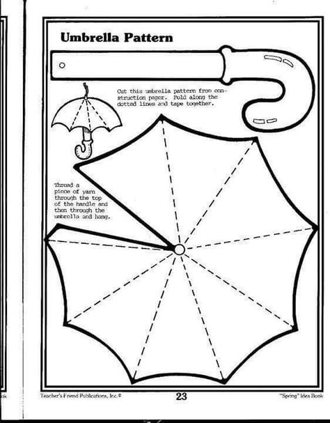 Molde de sombrilla Umbrella Pattern, Fall Kids, Easy Paper Crafts, Paper Toys, Spring Crafts, Paper Projects, Quiet Book, School Crafts, Doll Patterns