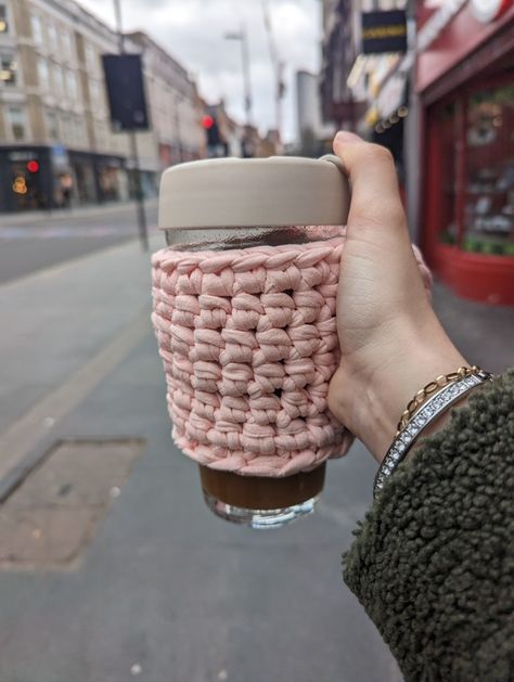 Crochet Iced Coffee Cozy, Cup Holder Crochet, Iced Coffee Cozy, Coffee Cozy, Travel Mugs, Iced Coffee, Cup Holder, Coffee, Crochet