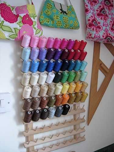 Thread Rack 2 | Oooh, I love this! | MinxyMagic | Flickr Craft Room Organization Storage, Yarn Display, Thread Rack, Thread Organization, Diy Hair Accessories Ribbon, Clothing Store Design, Thread Storage, Sewing Room Design, Sewing Room Decor