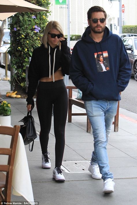 Inseparable: Sofia and Scott went public with their romance in late September, however they were linked as far back as May; pictured heading to lunch in Beverly Hills on Tuesday Scott Disick Style, Scott Disick, Sofia Richie, Fashion Couple, Black Men Fashion, Gym Wear, Streetwear Men Outfits, Sporty Style, Celebrities Male