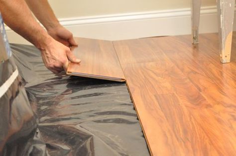 how to install a floating wood floor (like Pergo), step by step with pictures for each, you can do this one yourself! #install laminate flooring, #install pergo, #pergo, #wood laminate floor, #install wood flooring Home Flooring Ideas, Contractor Quotes, Diy Floors, Home Improvement Diy, Home Flooring, Easy Home Improvement, Ab Work, Floating Floor, Diy Flooring