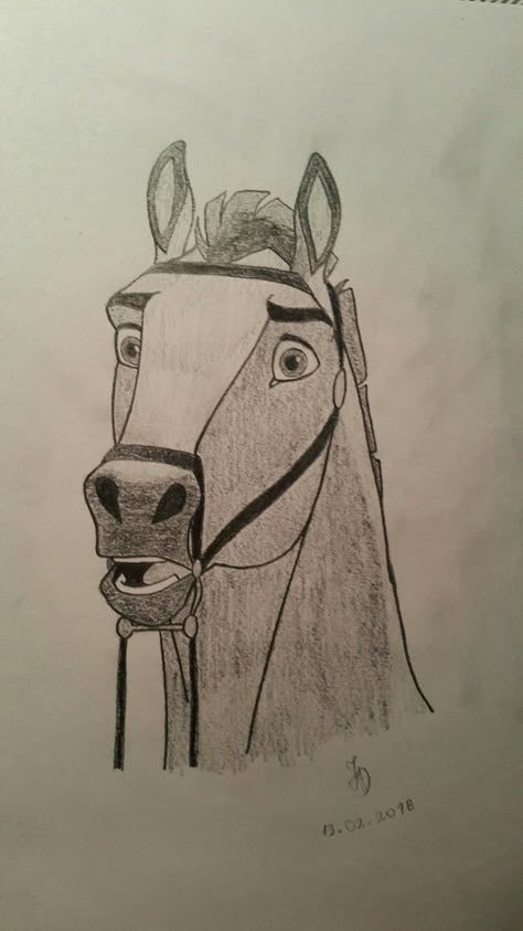 My drawing of Spirit. I hope you like it Art Drawings Disney, Simple Art Drawings, Spirit Drawing, Horse Art Drawing, Disney Drawings Sketches, Horse Sketch, Animal Drawings Sketches, Cute Disney Drawings, Disney Art Drawings