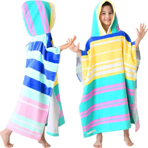 PRICES MAY VARY. Soft & Absorbent: Our 100% cotton bath towel offers softness and quick water absorption, ideal for both the bathroom and the pool Ideal Size: Kids grow fast, so our extra-large bath pool towel measuring 64"x26" is highly recommended, It's suitable for big kids aged 6 to 12 years, making it an excellent choice for the pool, Plus, it features an adjustable two-button design for easy changing at the beach or pool BRIGHT COLOR STRIPE: Our poncho hooded towels are designed with multi Hooded Bath Towels, Beach Birthday, Cotton Bath Towels, Kids Bath, High Water, Hooded Towel, Amazon Shopping, Water Absorption, Pool Towels