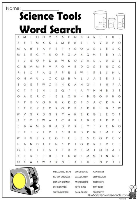 Science Tools Worksheet, Stem Prek, Science Tools Activities, Fun Science Worksheets, Activities Sheets, Science Word Search, Fun Chemistry, Passive Programming, Free Science Worksheets