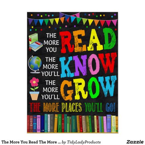 The More You Read The More You Know Poster School Library Posters, Library Poster, Printable Classroom Posters, Inspirational Readings, Reading Bulletin Boards, Library Posters, Library Signs, Library Bulletin Boards, Reading Posters