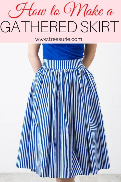 Gathered Skirt Pattern - Super Easy Skirt Tutorial Slip Skirt Pattern, Gathered Skirt Pattern, Circle Skirt Calculator, How To Make A Skirt, Free Skirt Pattern, Girls Skirt Patterns, A Line Skirt Pattern, Make A Skirt, Skirt Pattern Easy