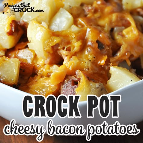 Breakfast Crockpot, Cheesy Bacon Potatoes, Bacon Potatoes, Low Carb Veggie, Crock Pot Potatoes, Breakfast Crockpot Recipes, Crock Pot Food, Bacon Potato, Crockpot Ideas