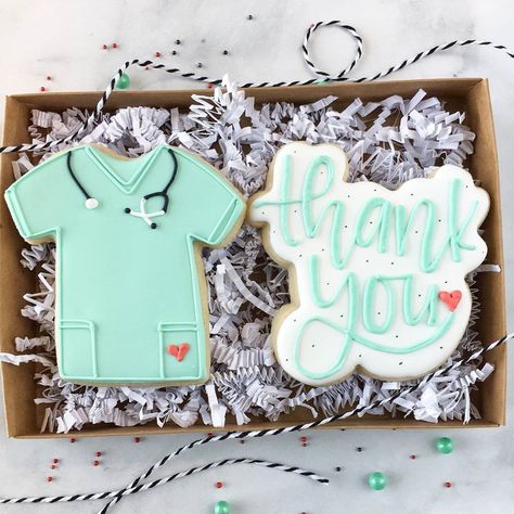 Doctor Cookies, Appreciation Cookies, Medical Cookies, Nurse Cookies, Kawaii Cookies, Thank You Cookies, Cookie Craft, Sugar Cookie Icing, Nurse Week