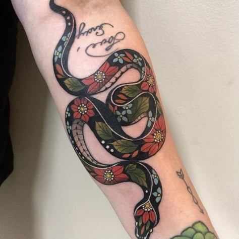 Traditional Snake Tattoo, Snake Tattoo Design, Time Tattoos, Snake Tattoo, Big Thanks, Dope Tattoos, Tattoo Design Drawings, Creative Tattoos, Pretty Tattoos