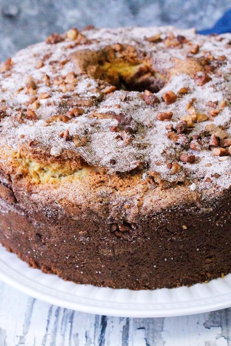 Sour Cream Coffee Cake -My Favorite! Cinnamon Swirl Coffee Cake, Homemade Coffee Cake, Thanksgiving Breakfast, Pumpkin Coffee Cakes, Cake Mug, Sour Cream Coffee Cake, Sour Cream Cake, Just A Pinch Recipes, Spice Cake Mix