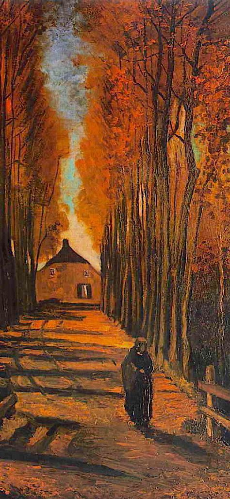 Autumn Painting Impressionism, Van Gogh Autumn, Painting Seasons, Post Impressionism Art, Autumn Core, Watercolor Art Paintings, Famous Artwork, Art Van, Van Gogh Paintings