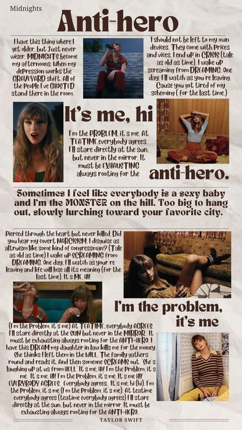 Newspaper Aesthetic Taylor Swift, Taylor Swift Newspaper Wallpaper, Anti Hero Aesthetic Wallpaper, Anti Hero Poster Taylor Swift, Anti Hero Lyrics Wallpaper, Taylor Swift Related Wallpapers, Antihero Taylor Swift Lyrics, Anti Hero Aesthetic Taylor Swift, Antihero Wallpaper