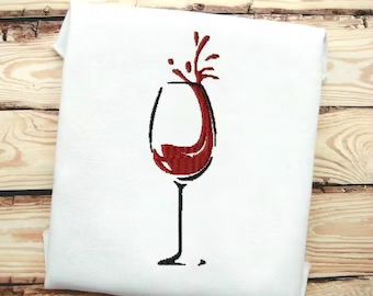 PurelyEmbroidery | Etsy Vintage Wine Glass, Stitch Embroidery Design, Custom Wood Frames, Wine Wall Art, Silhouette Clip Art, Wine Signs, Wine Art, Gifts For Wine Lovers, Towels Design