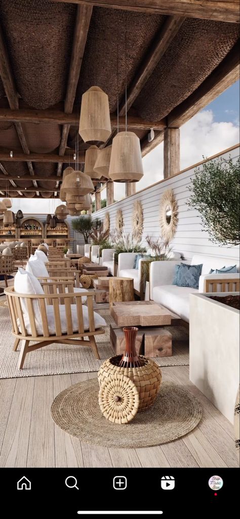 Beach Club Decor, Beach Cafe Design, Beach Club Design, Restaurant Cafe Design, Beach Restaurant Design, Modern Coastal Interior Design, Bistro Design, Bali Style Home, Bakery Design Interior