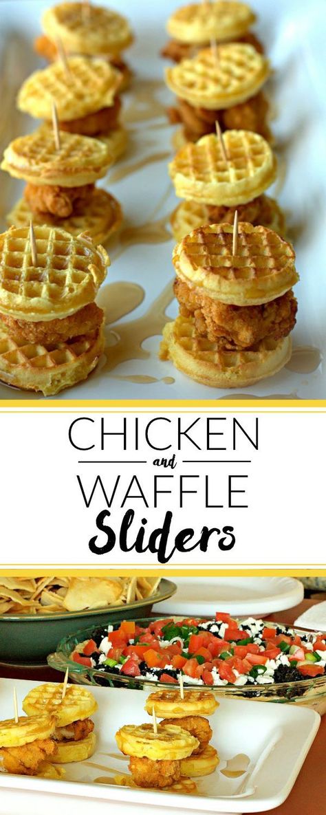 Chicken And Waffle Sliders, Comfort Food Appetizers, Waffle Sliders, Healthy Superbowl Snacks, Hot Cheese, Bowl Party Food, Cinnamon Pancakes, Cowboy Caviar, Meat Appetizers