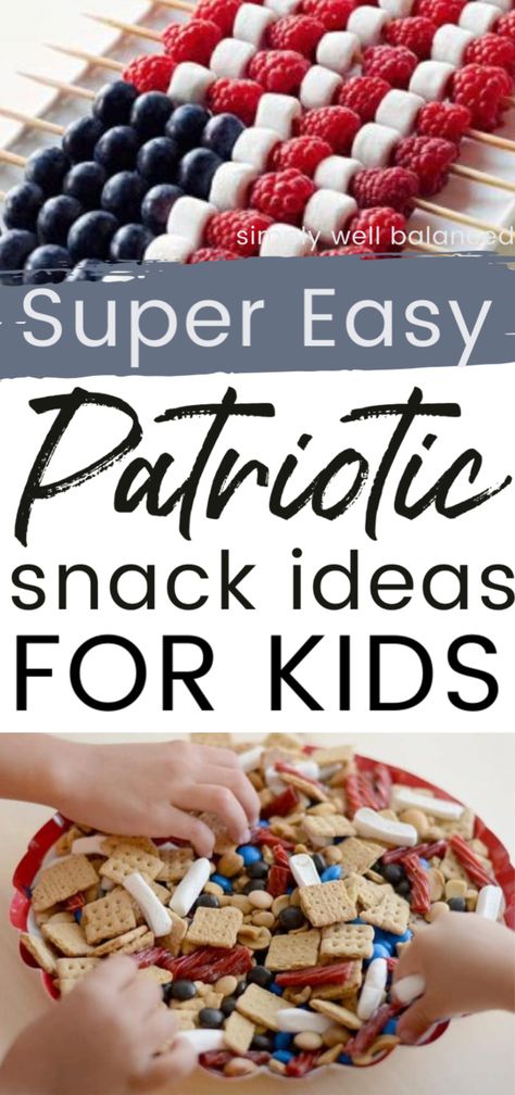 These are perfect! Tons of red, white and blue snack recipes that are easy for kids to make. Perfect for 4th of July parties and Memorial Day BBQ's. Healthy patriotic snacks for kids. Simple patriotic snacks to make with kids, preschoolers and toddlers. #4thofJuly #patriotic #recipes 4th Of July Party For Kids, Fun Memorial Day Activities For Kids, 4th Of July Toddler Food, 4th Of July Trail Mix For Kids, Labor Day Snacks For Kids, Forth Of July Snacks For Kids, Red White And Blue Snacks 4th Of July, 4th Of July Snacks For Kids Healthy, 4th Of July With Toddlers