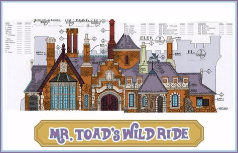 Backstage Disney, Disneyland Fantasyland, Toad Hall, Construction Drawing, Disneyland Map, Disneyland Main Street, Mr Toad, Planet Coaster, Walt Disney Imagineering