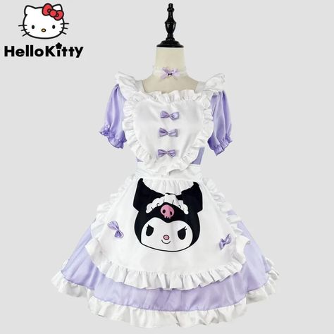 Uniform Outfits Anime, Restaurant Dress, Outfits Anime, Short Curly Wigs, Women Y2k, Sanrio Kuromi, Cute Costumes, Elegant Dresses For Women, Sweet Lolita