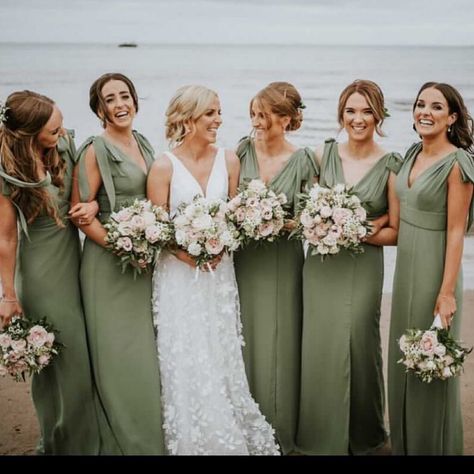 The Dessy Group on Instagram: “Gorgeous green courtesy of @petticoatlanebridal 💚 style 4542 in Vineyard Green. Photo by @carnphoto” Olive Bridesmaid Dresses, Casual Bridesmaid, Bridesmaid Dresses 2017, Casual Bridesmaid Dresses, Sage Bridesmaid Dresses, Sage Green Bridesmaid Dress, Dresses V Neck, Bridesmaid Gowns, Dress With Short Sleeves