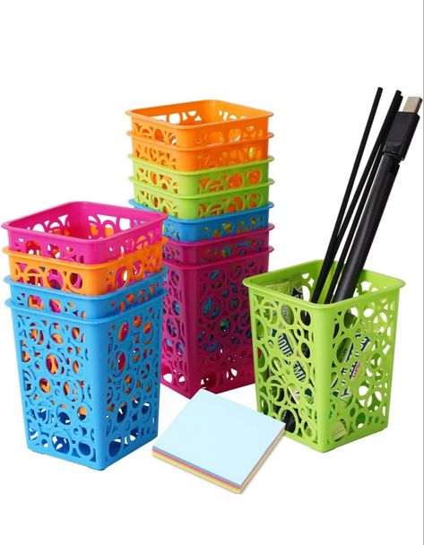 Pencil Holder Cups, Colorful Office Desktop Storage Pack of 12. Pencil Container, Boring Office, Colorful Office, Pen Pencil Holder, Drawing Instruments, Pencil Organizer, Pencil Storage, Office Cubicle, Writing Drawing