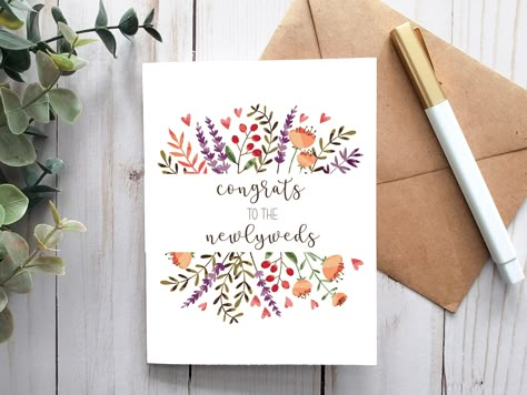 Newlywed Card, Wedding Shower Cards, Bridal Shower Card, Marriage Cards, Calligraphy Cards, Wedding Congratulations Card, Wedding Cards Handmade, Congrats Card, Bridal Shower Cards