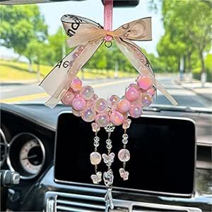 Car Mirror Hanging Accessories, Car Mirror Hanging, Car Charms Mirror, Mirror Hanging, Happy Travels, Bag Charms, Crystal Accessories, Diy Keychain, Bow Design