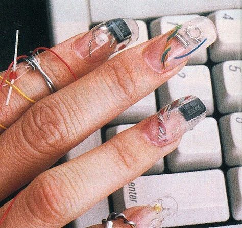 Catty Noir, Hand Care, Circuit Board, Motherboard, Clear Acrylic, Nail Inspo, Circuit, Acrylic Nails, Vintage Outfits