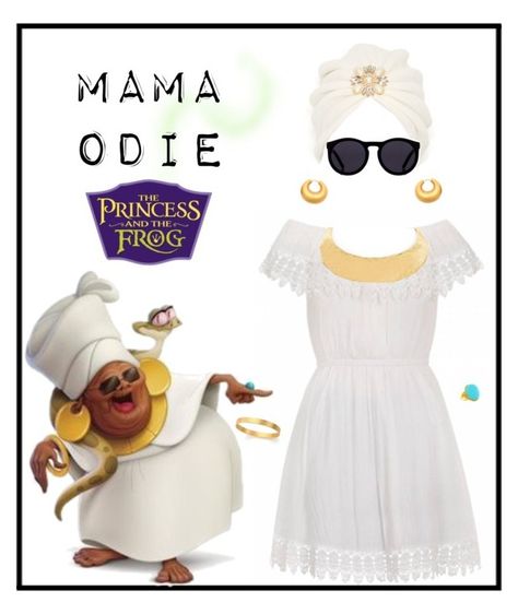 "Mama Odie (The Princess and the Frog)" by micuwinter ❤ liked on Polyvore featuring Ally Fashion, Rebecca Koven, BCBGeneration, Stephanie Kantis, Adele Dejak, Le Specs and New Century Mama Odie Costume, Odie Costume, Tiana Frog, Mama Odie, Pixar Costume, Princess Tiana Costume, Tiana Costume, Light Wardrobe, Cosplay Clothes