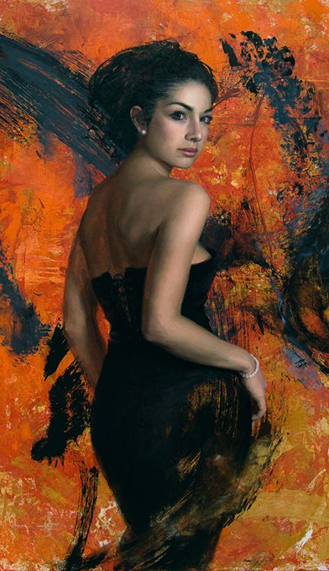 "La Bella Siciliana" - Shane Wolf (b. 1976), oil on canvas, 2009 {figurative #expressionist realism art beautiful female grunge woman back painting #loveart} Shane Wolf, Classical Realism, Drawing Journal, Shepard Fairey, Wolf Art, Artist Painting, Figurative Art, Figure Painting, Portrait Art