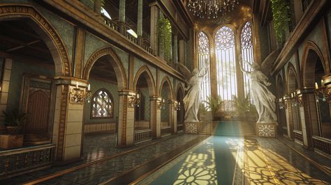 Interior Concept Art, Castles Interior, Throne Room, Fantasy City, Fantasy Castle, Fantasy Setting, Fantasy Places, Salou, Fantasy Art Landscapes