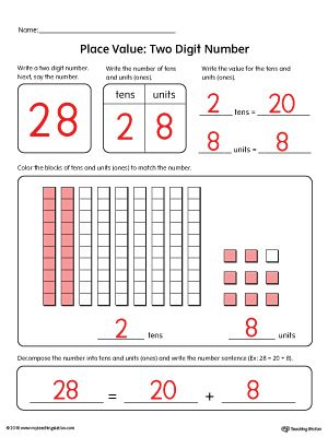 Place Value: Two Digit Number Worksheet Answer Number Worksheet, Tens And Units, Place Value Worksheets, Numbers Worksheets, College Life Hacks, Struggling Students, Teacher Technology, Early Math, Number Worksheets