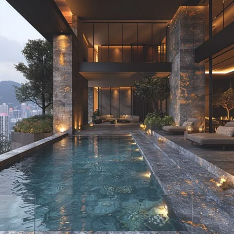 Immerse in contemporary elegance with this high-rise luxury apartment in Hong Kong, offering 6,000 sq ft of urban sanctuary. Envision relaxation by the rooftop infinity pool overlooking the stunning cityscape. Plan your urban dream and join the community for more inspiring views! 🏙️🏊‍♂️ #HighRiseLuxury #ContemporaryLiving #HongKongSkyline #dreamhomeinspiration #luxuryliving #luxurydesign Hong Kong Penthouse, Library Tv Room, High Rise Hotel, Hong Kong Urban, Rich Apartment, Hong Kong Luxury, Sims4 Inspiration, Hong Kong House, Penthouse Garden