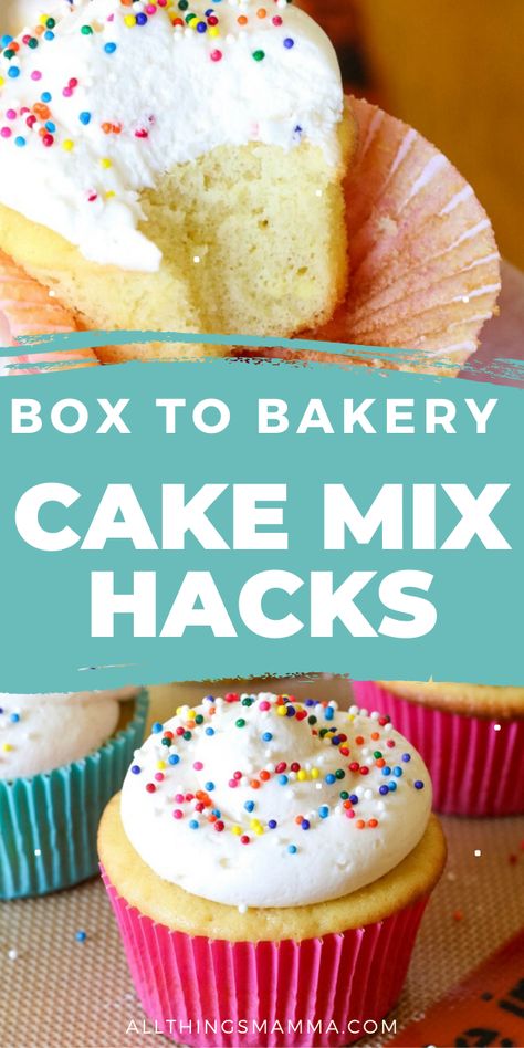 All My Favorite Things Birthday Cake, Homemade Cake Box Recipe, Best Boxed Cake Mix Recipes, What To Add To White Box Cake, Make Boxed Cupcakes Better, Perfect Box Cupcakes, How To Spice Up Box Cake, Elevate Boxed Cake, How To Make Box Cakes Better