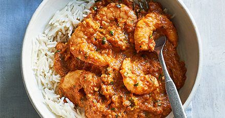 Prawn tikka masala Tikka Masala Pizza, King Prawns, Masala Sauce, Tikka Masala Recipe, Bbc Good Food, Midweek Meals, Fish Curry, Chicken Tikka Masala, Masala Recipe