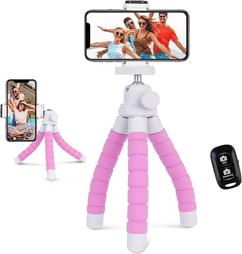 Amazon.com: Eicaus Portable and Flexible Phone Tripod Stand for Cellphones, Compact Mini Tripod with Remote for Video Recording, Vlogging and Travel Photography(Pink) : Cell Phones & Accessories Phone Tripod Stand, Smartphone Gadget, Best Travel Gifts, Camera Holder, Phone Tripod, Gopro Camera, Camera Tripod, Bluetooth Remote, Tripod Stand